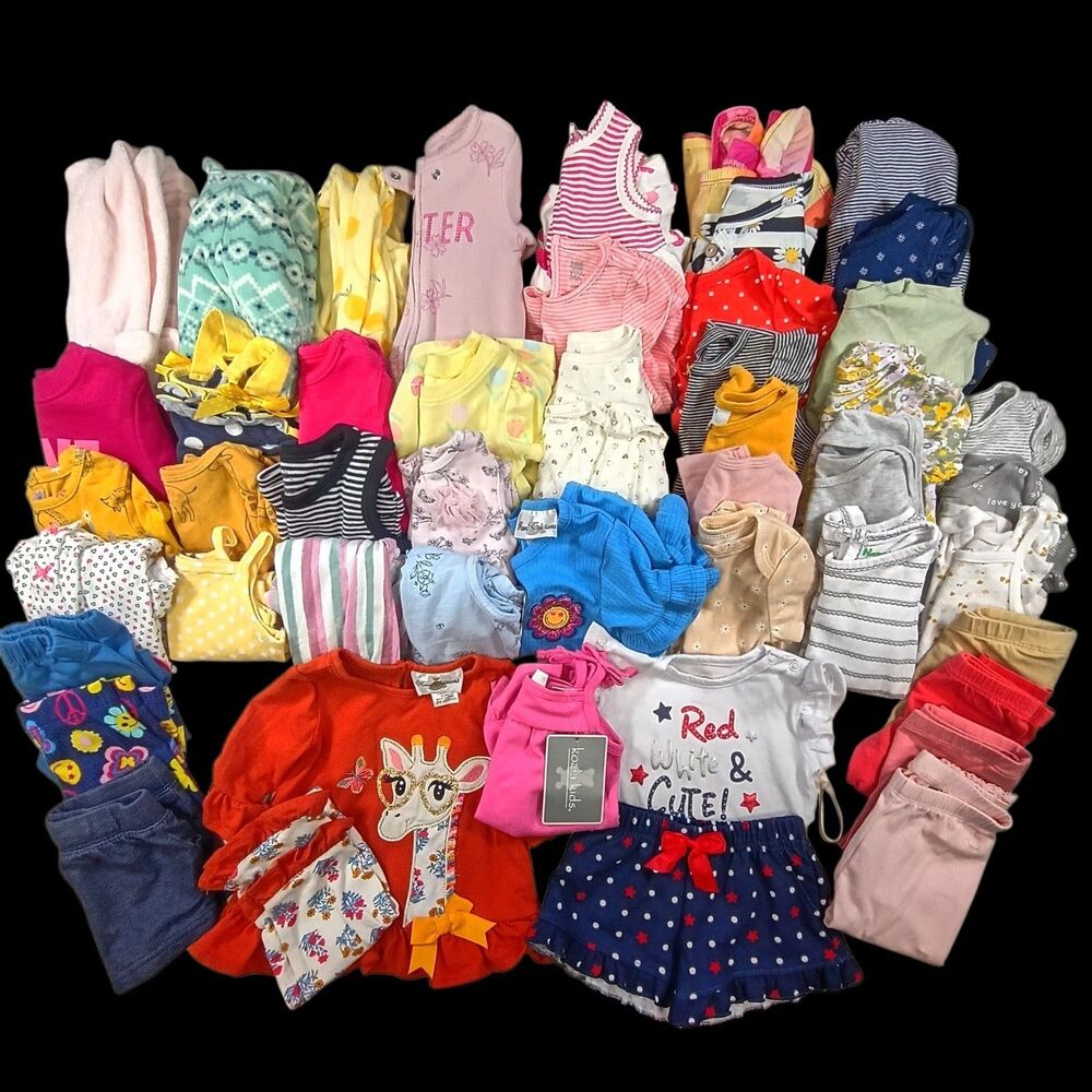Huge 48Pc Baby Girl Clothes Lot Sz 6-9M Outfits, Shirts, Bottoms High Quality!!